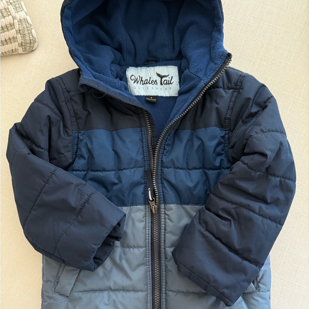 Whales Tail Blue and Gray Puffer Jacket
